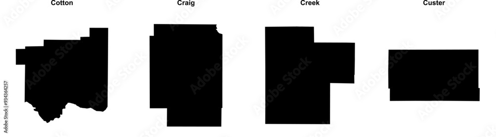 Cotton, Craig, Creek, Custer outline maps Cotton, Craig, Creek, Custer outline maps