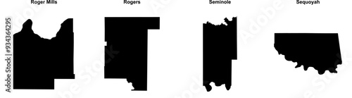 Roger Mills, Rogers, Seminole, Sequoyah outline maps
