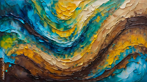 waves painted in oil. abstract wavy background	
