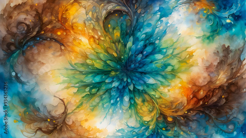 
abstract fractal background. watercolor waves. wallpaper.