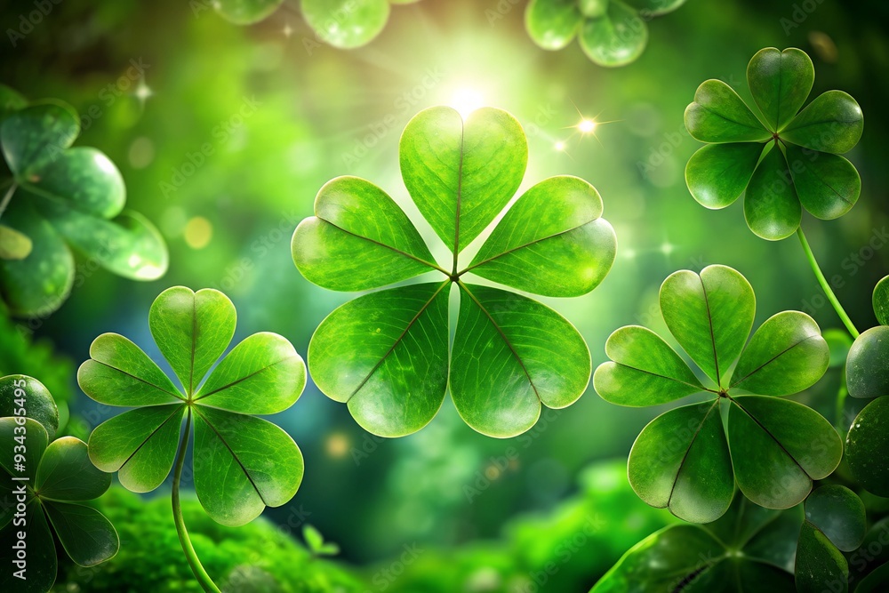 green clover leaves on a green abstract background. for the feast of St. Patrick green clover leaves on a green abstract background. for the feast of St. Patrick