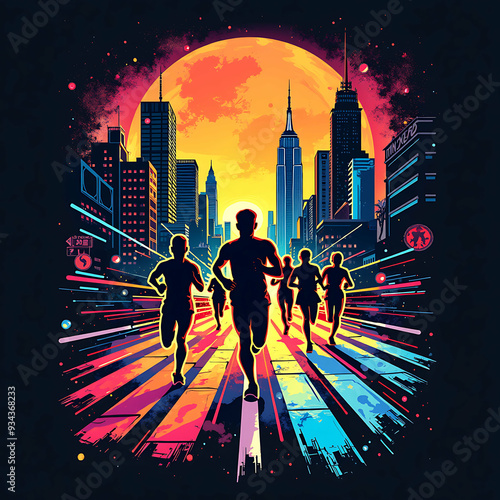 New york city marathon background t-shirt design