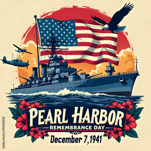 Pearl Harbor Remembrance Day Background t-shirt design