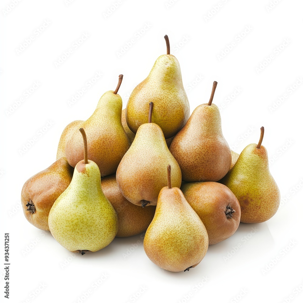A pile of pears with green stems A pile of pears with green stems