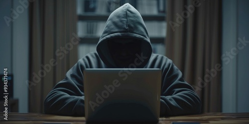 Obraz na płótnie Hacker capturing personal data from computer displays for identity theft or financial fraud. w salonie