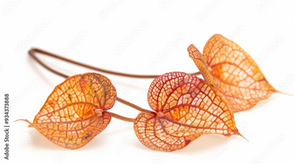 Fototapeta premium Orange leaves on white background 