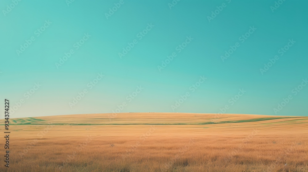 A minimalistic representation of pastel fields under an expansive sky AI generated illustration A minimalistic representation of pastel fields under an expansive sky AI generated illustration