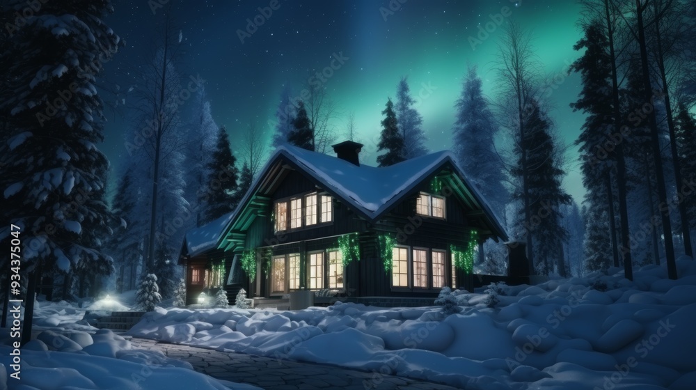 Stunning display of the northern lights, aurora borealis, over a captivating and dramatic landscape Stunning display of the northern lights, aurora borealis, over a captivating and dramatic landscape