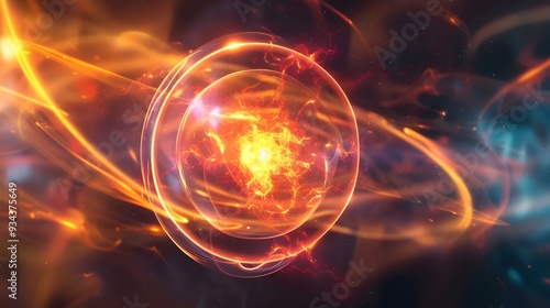 A nuclear fusion reaction represented in 3D abstract form  AI generated illustration