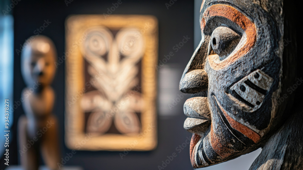Close-Up of Indigenous Wooden Sculptures in Art Museum Close-Up of Indigenous Wooden Sculptures in Art Museum