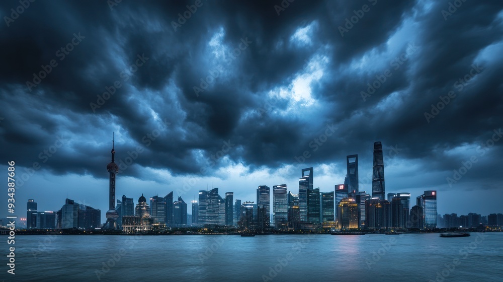 Shanghai Skyline Under a Dramatic Sky Shanghai Skyline Under a Dramatic Sky