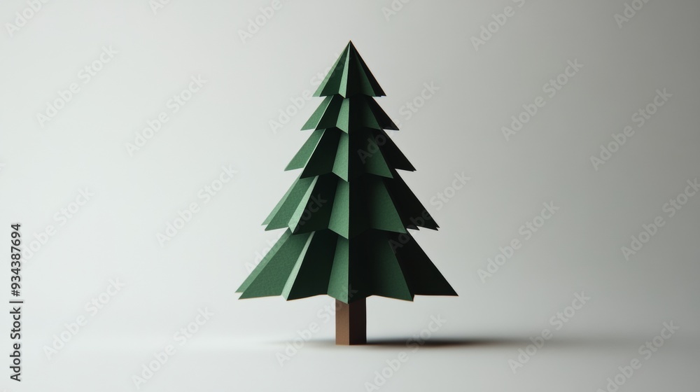 Fototapeta premium A paper tree is standing on a white background