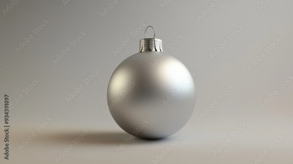 A silver ornament is sitting on a gray background A silver ornament is sitting on a gray background