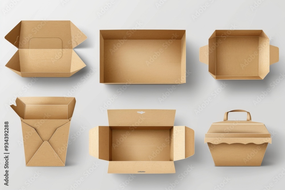 Brown paper lunch box mockup for take-away breakfast snacks Brown paper lunch box mockup for take-away breakfast snacks