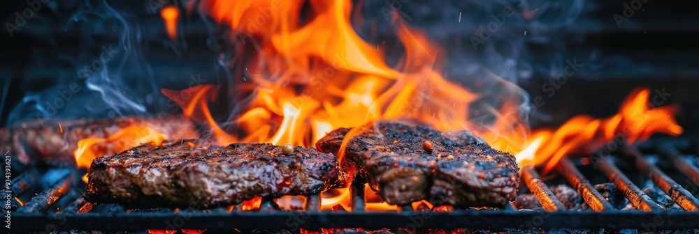 Flames arising from a barbecue grill Flames arising from a barbecue grill