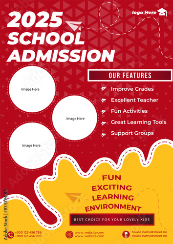 School education admission social media post and web banner template. kid school admission promotion post, education banner design, School admission social media post banner,2025.	