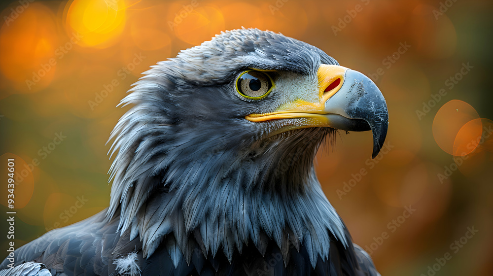 Fototapeta premium Amazon Eagle head, showcasing its beak and feathers with a blurred background
