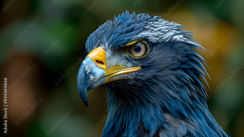 Fototapeta premium Amazon Eagle head, showcasing its beak and feathers with a blurred background