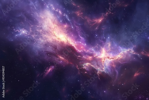 Colorful and vibrant space nebula with glowing dust and stars