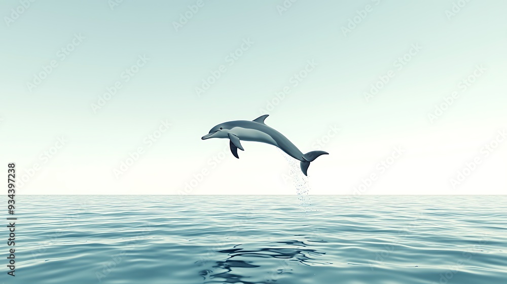 Naklejka premium Dolphin Jumping Out Of Water With Splash