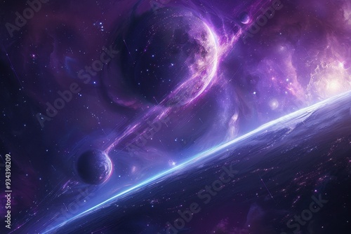 Purple Nebula and Planets
