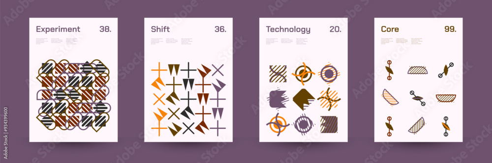 Fototapeta premium Comprehensive Set of Geometric Patterns: Ideal for Designers, Featuring a Wide Range of Symmetrical Shapes and Repeating Motifs for Versatile Use in Digital and Print Projects. Vector Illustration. 