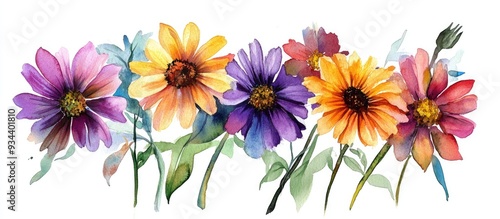 Watercolor floral arrangements featuring vibrant African Daisy blooms watercolor floral bouquet