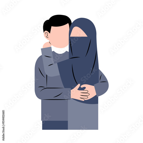 Illustration Of Romantic Muslim Couple