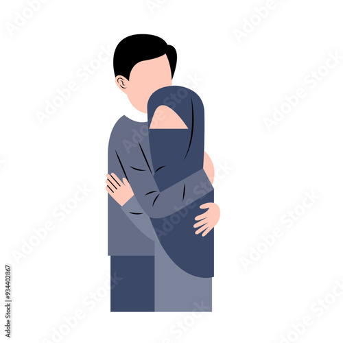 Illustration Of Romantic Muslim Couple