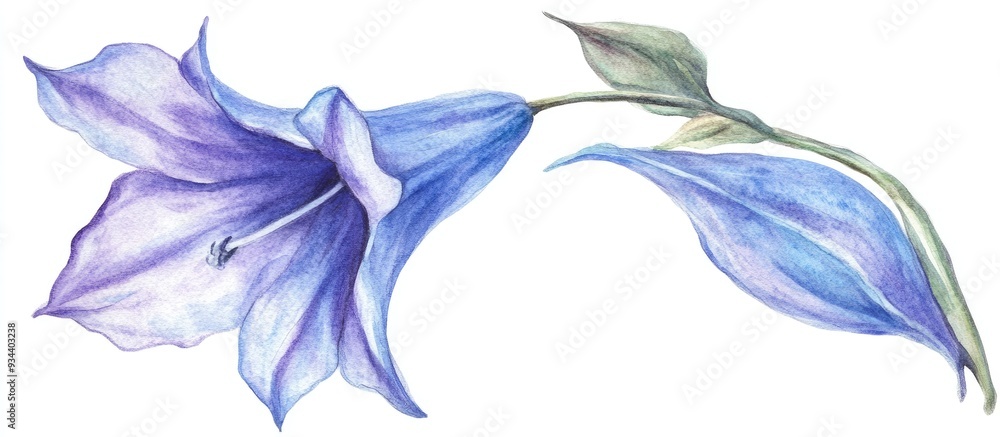 Fototapeta premium Watercolor illustration of a bell flower Hand painted artwork
