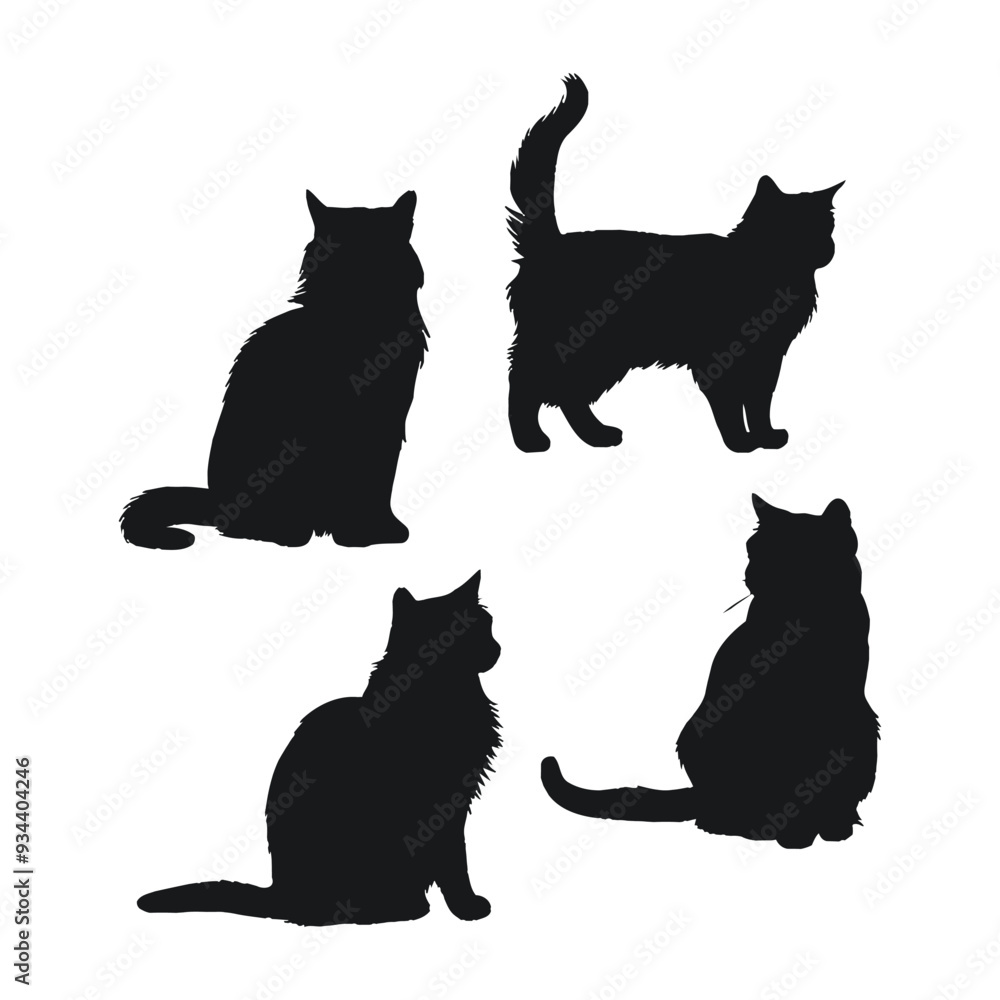 British Shorthair silhouette vector template cat illustration British Shorthair silhouette vector template cat illustration