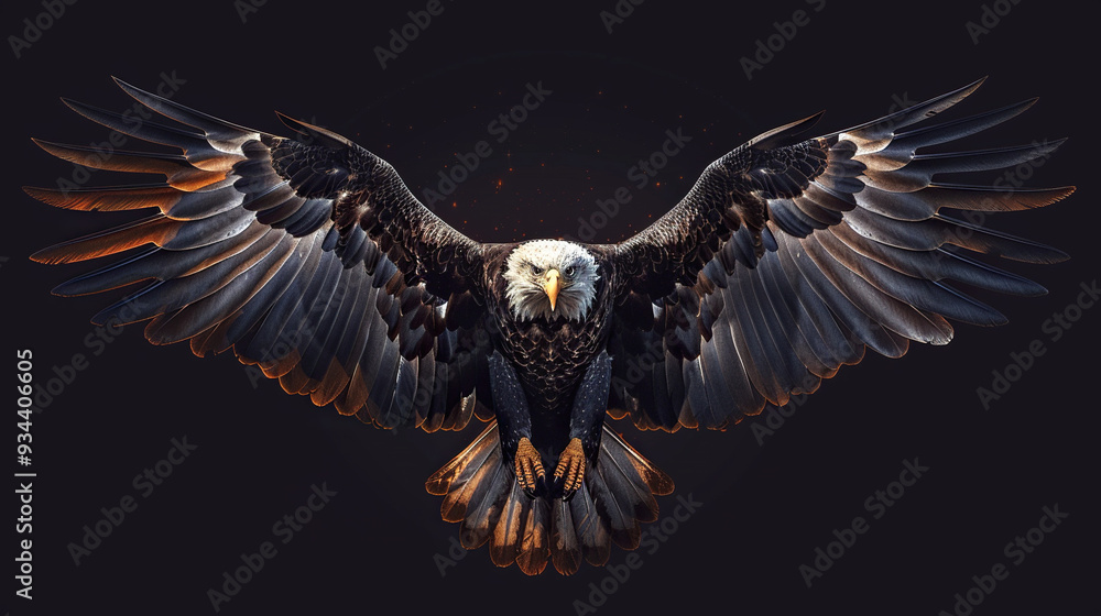 Obraz premium Bald eagle in flight for website background and banner.