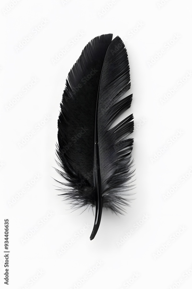 A single feather against a clean white background AI generated illustration A single feather against a clean white background AI generated illustration