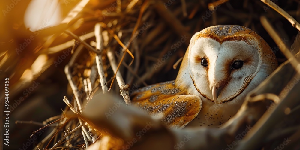 Barn Owl nesting in its box Barn Owl nesting in its box