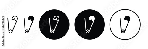 Set of Safety pin icon collection with circle. Vector Illustration.