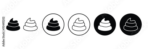 Set of Poop icon collection with circle. Dog shit symbol. Vector Illustration.
