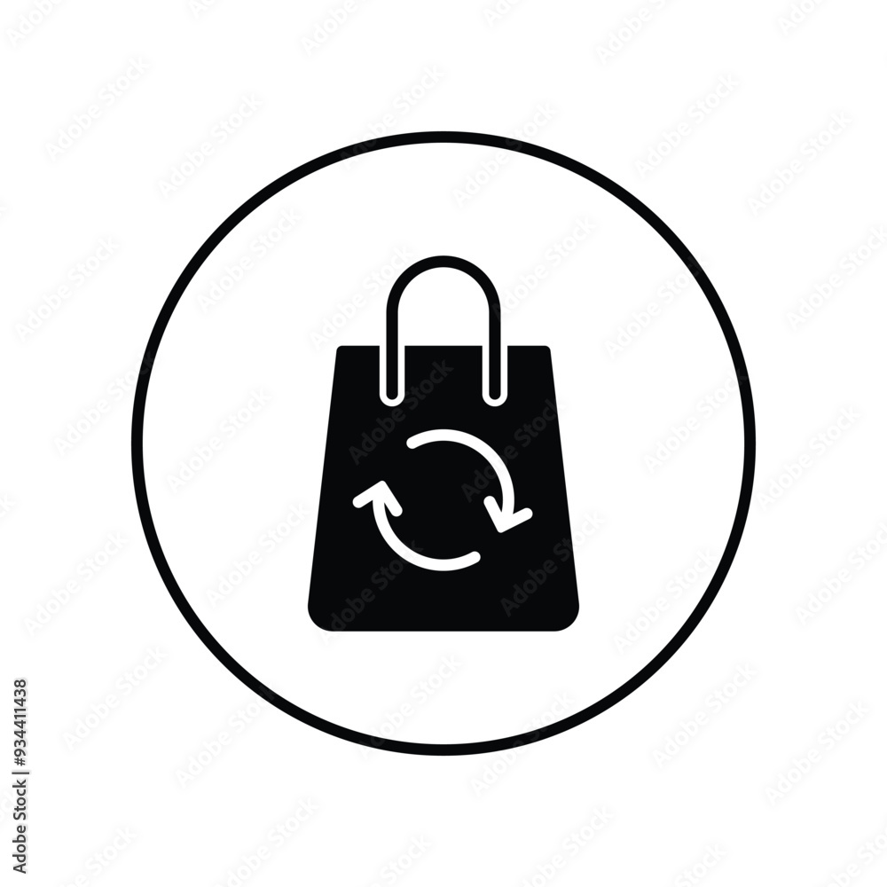 Set of Paper bag icon with refresh symbol vector illustration. Set of Paper bag icon with refresh symbol vector illustration.