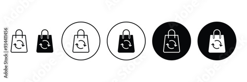 Set of Paper bag icon with refresh symbol vector illustration.