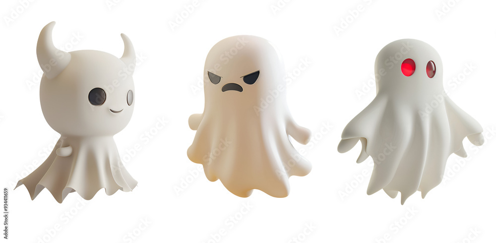 Halloween Ghost Character Collection in 3D Cartoon Animation Style, Isolated on Transparent Background, PNG Halloween Ghost Character Collection in 3D Cartoon Animation Style, Isolated on Transparent Background, PNG