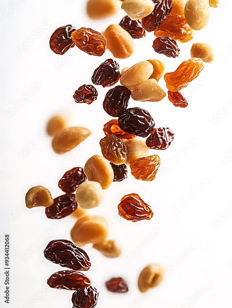 falling raisins and peanuts isolated on white
falling raisins and peanuts isolated on white