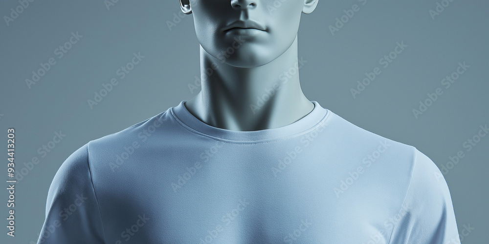 Mannequin in White T-Shirt on Slate Gray Background Mannequin in White T-Shirt on Slate Gray Background