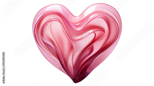 Abstract pink heart, isolated on transparent background.