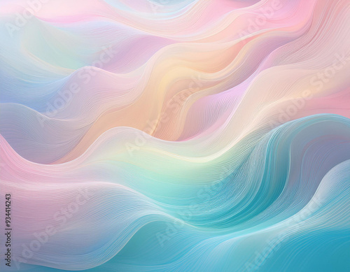 Pastel Soft Waves in Abstract Fluid Design Gentle, Calming Background with Flowing, Smooth Textures