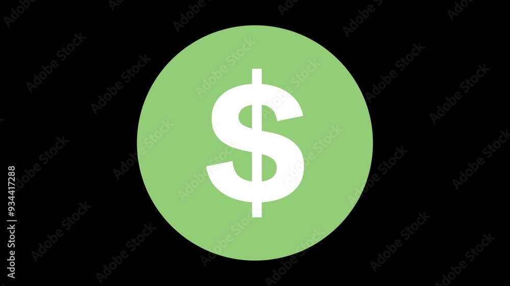 A green dollar sign within a circle appears with a simple and smooth animation. The concept of finance, currency, or economic value in the United States. 4K Motion Graphics. A green dollar sign within a circle appears with a simple and smooth animation. The concept of finance, currency, or economic value in the United States. 4K Motion Graphics.