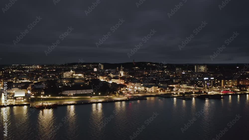 Aerial panoramic night skyline cityscape of Aalborg, North Jutland Region (Nordjylland), Denmark.
Aerial panoramic night skyline cityscape of Aalborg, North Jutland Region (Nordjylland), Denmark.