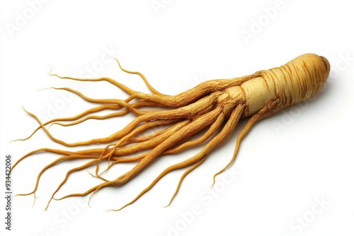 Isolated Ginseng roots on transparent background, Asian organic herbs and spices, natural organic food concept.