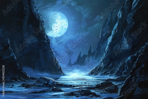 Moonlit Landscape with Striking Rock Formations