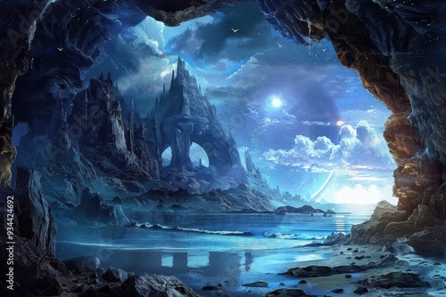 A Mystical Cave Opening to a Blue World