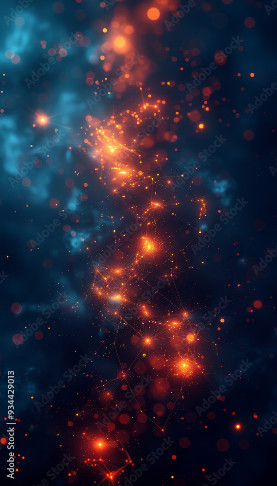 Bright clusters of orange and blue lights twinkle against a deep black backdrop, evoking the beauty of the cosmos. Bright clusters of orange and blue lights twinkle against a deep black backdrop, evoking the beauty of the cosmos.