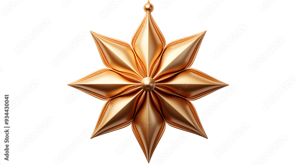Golden Star Christmas Tree Topper, isolated on transparent background. Golden Star Christmas Tree Topper, isolated on transparent background.